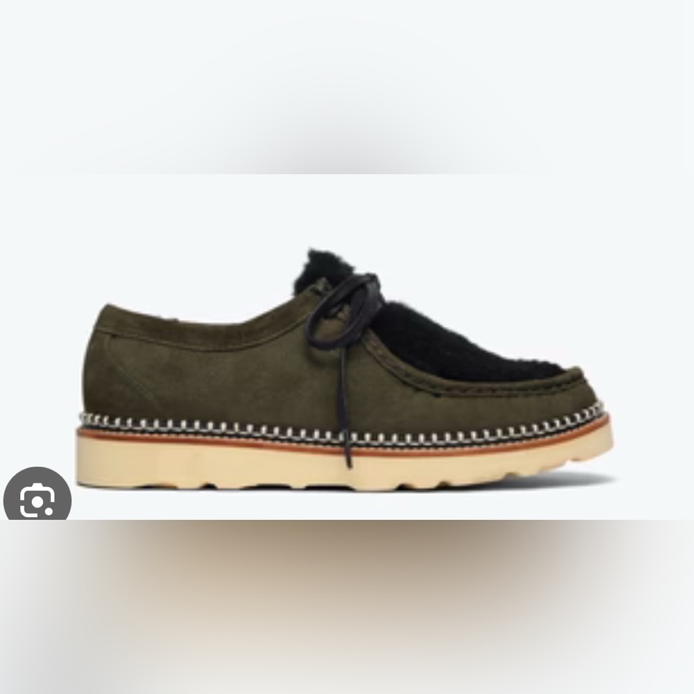 Freda Salvador WILLOW LUG MOCCASIN - 7 / Eucalyptus Suede With Shearling